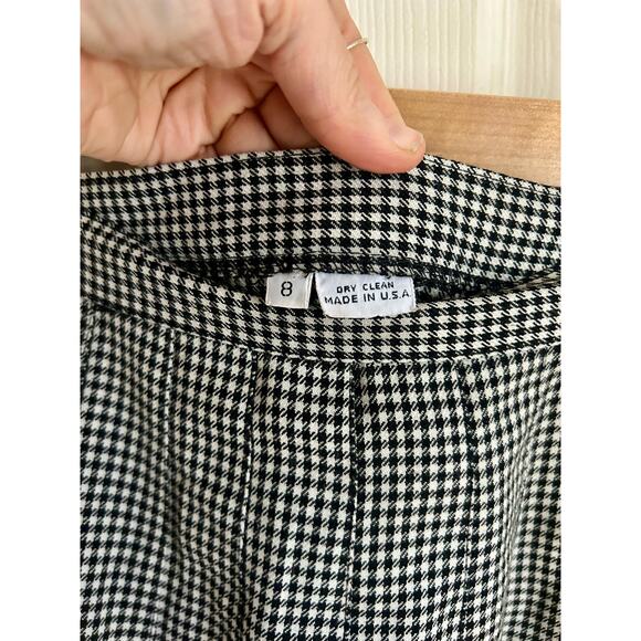 Vintage 100% Wool Black and White Houndstooth Pleated Skirt Size Medium - Picture 4 of 6